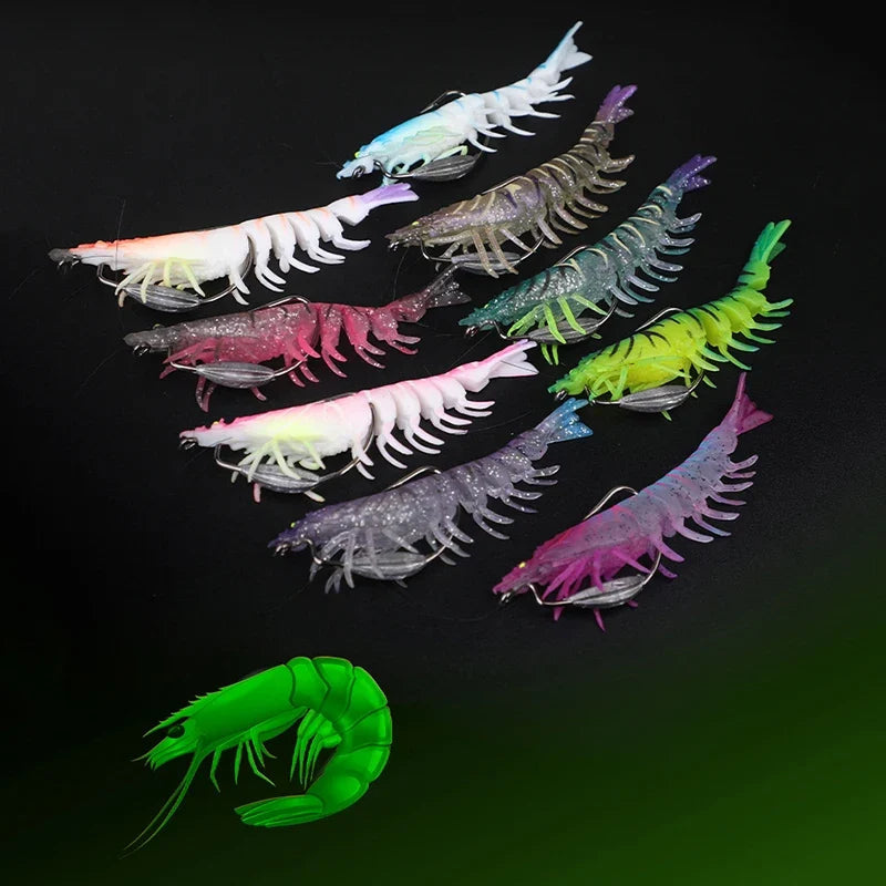 95mm TPE Squid Jig Slow Sinking Wood Shrimp Fishing Lure