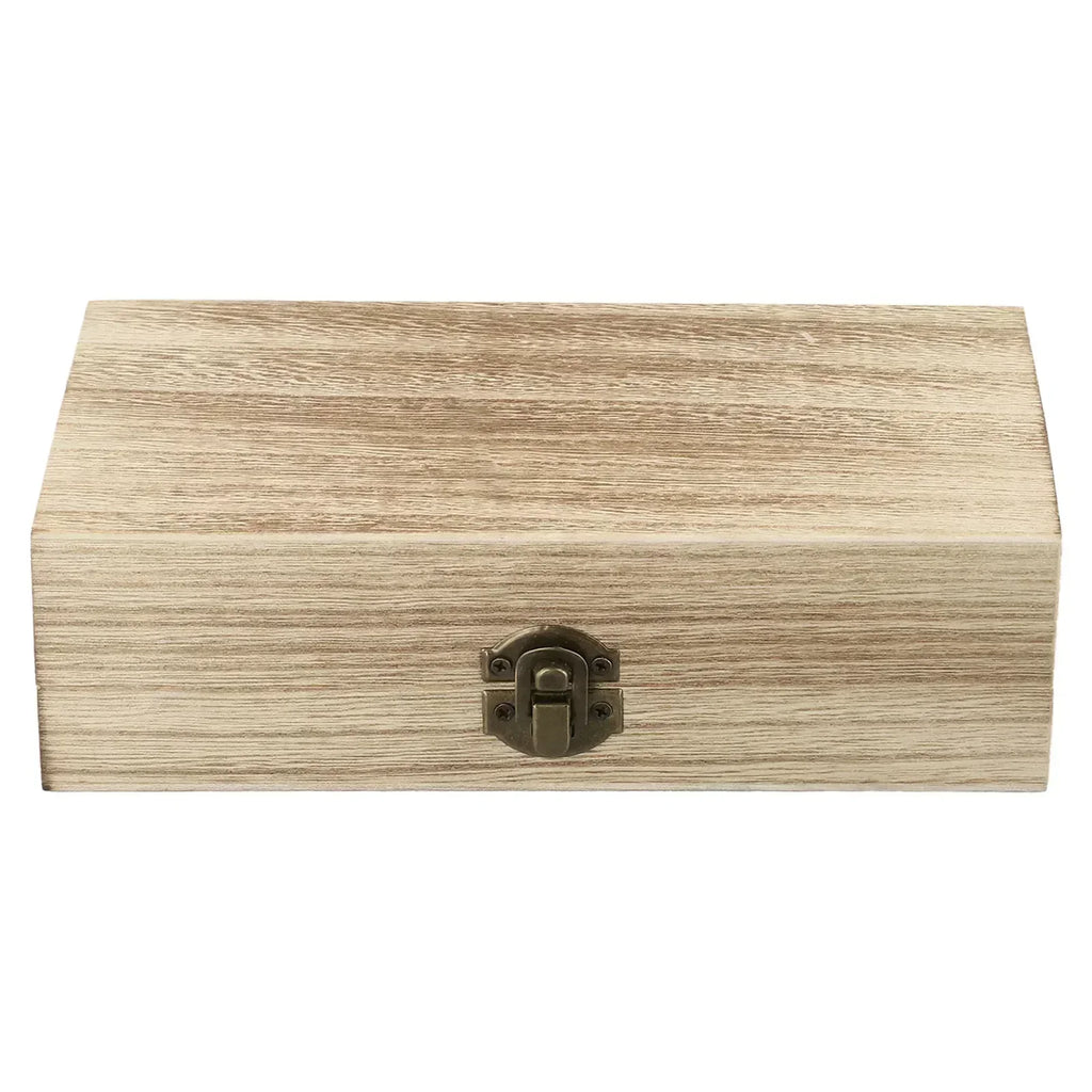 Retro Wooden Jewelry Storage Box Vintage Lock Rectangular Desktop
