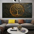 Abstract Golden Tree of Life Canvas Wall Art | Frameless Print