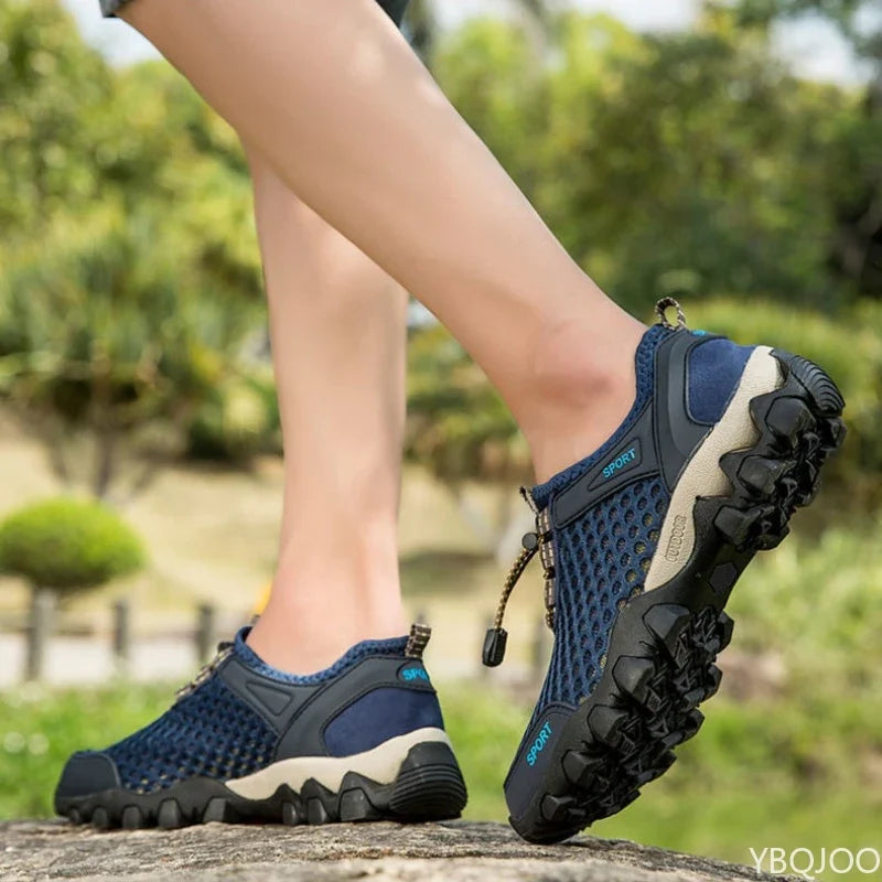 YBQJOO Men's Breathable Mesh Sports Shoes | Casual Lace-Up