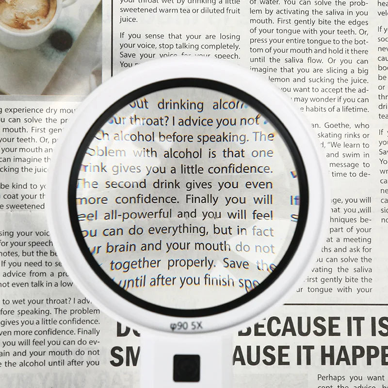 Illuminated Double Layer Lens Handheld Magnifying Glass