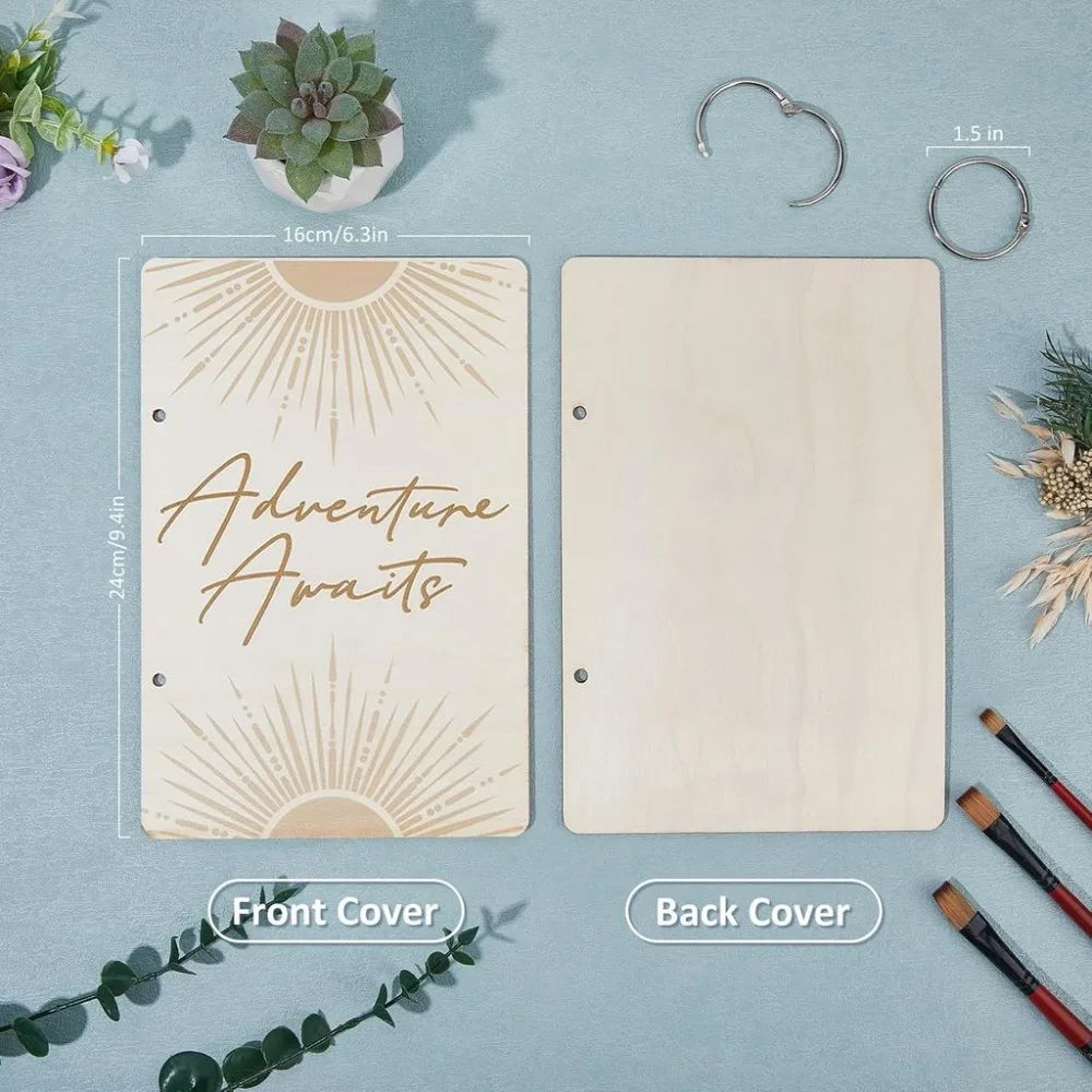Wooden "Adventure Awaits" Loose Leaf Card & Photo Binder