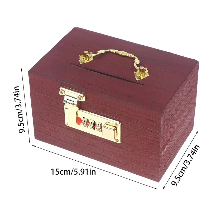 Wooden Password Lock Piggy Bank – Coin & Money Savings Box