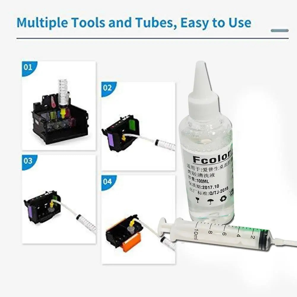 100ml Printer Head Nozzle Cleaning Solution Kit with Syringe