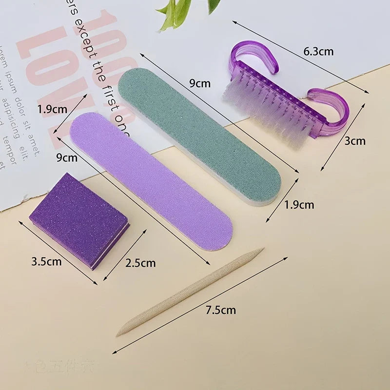 5-Piece Mini Nail File & Manicure Wood Stick Kit | DIY Nail Care