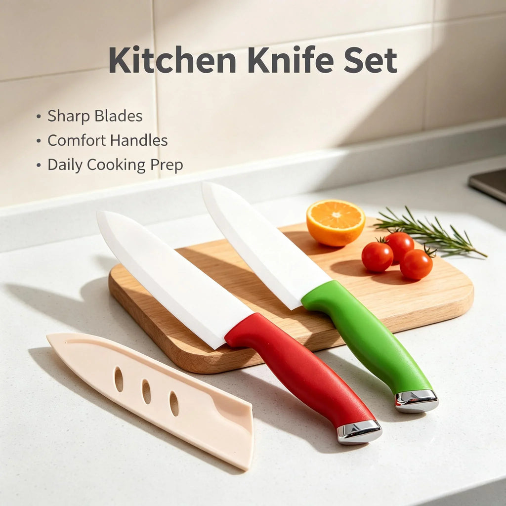 Ceramic Chef Knife Set with Sheaths | Sharp & Rust-Proof