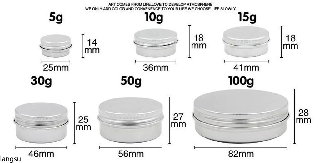 Empty Aluminum Tins 5ml–100ml | Screw Top Round Storage Cans