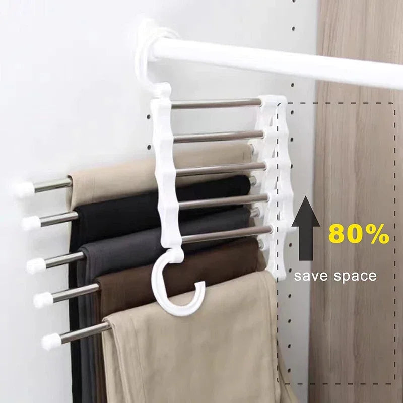 Stainless Steel Folding Pants Hanger | Multi-Layer Closet Organizer