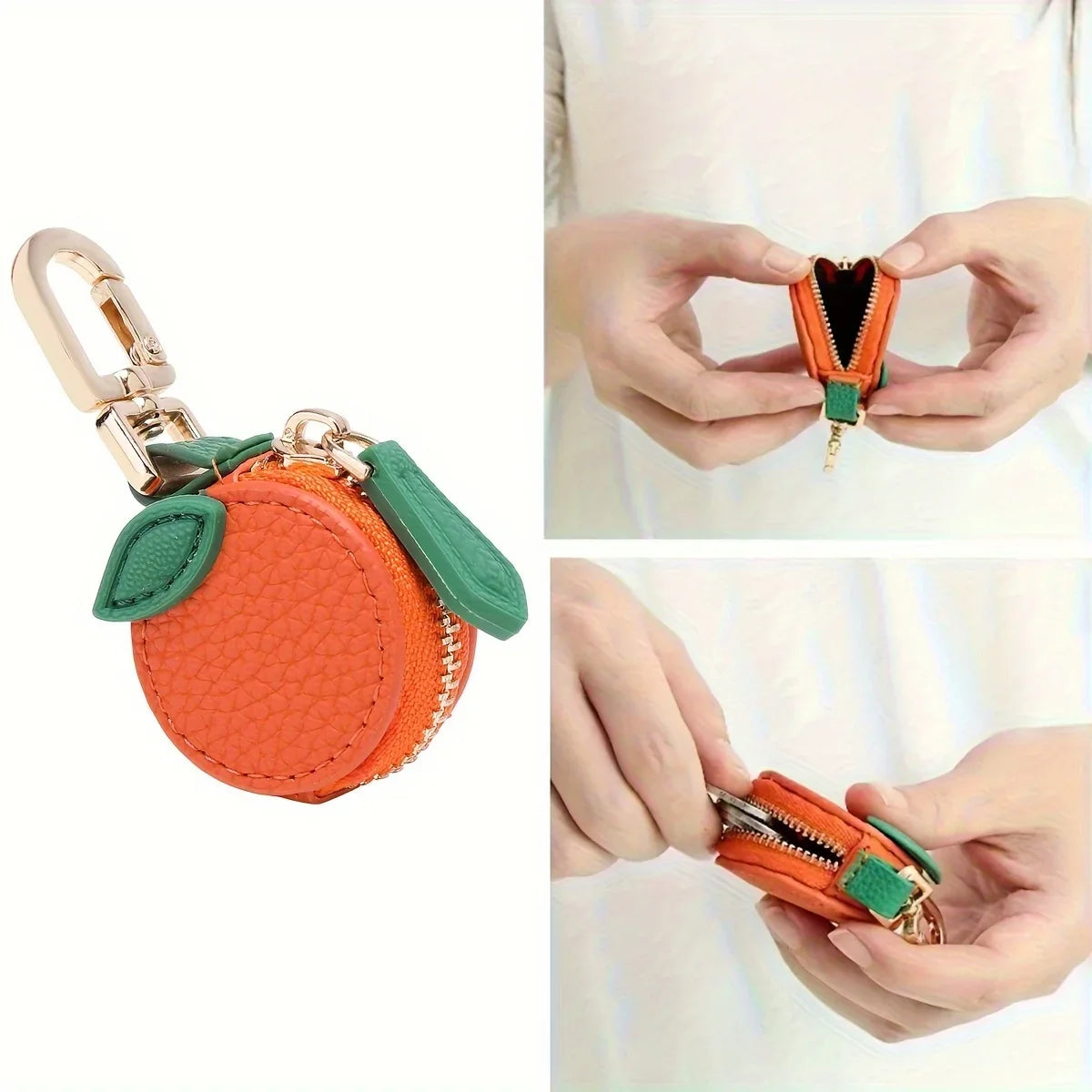 Cute Fruit Coin Purse with Keychain | Mini Zipper Wallet