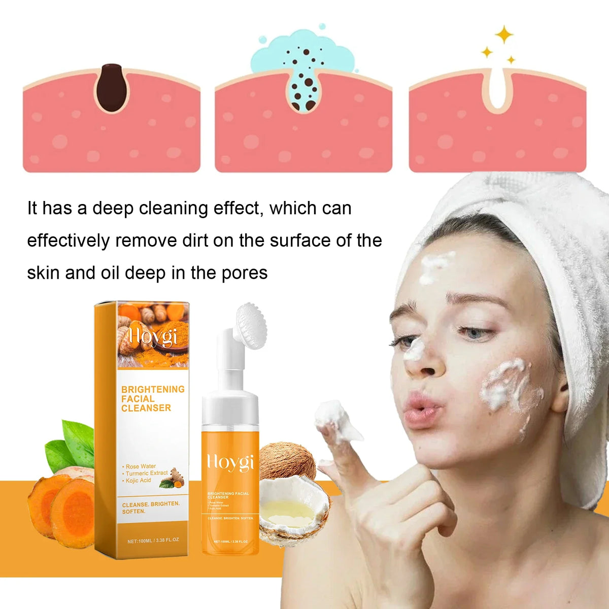 Turmeric & Kojic Acid Foaming Cleanser – Acne & Brightening