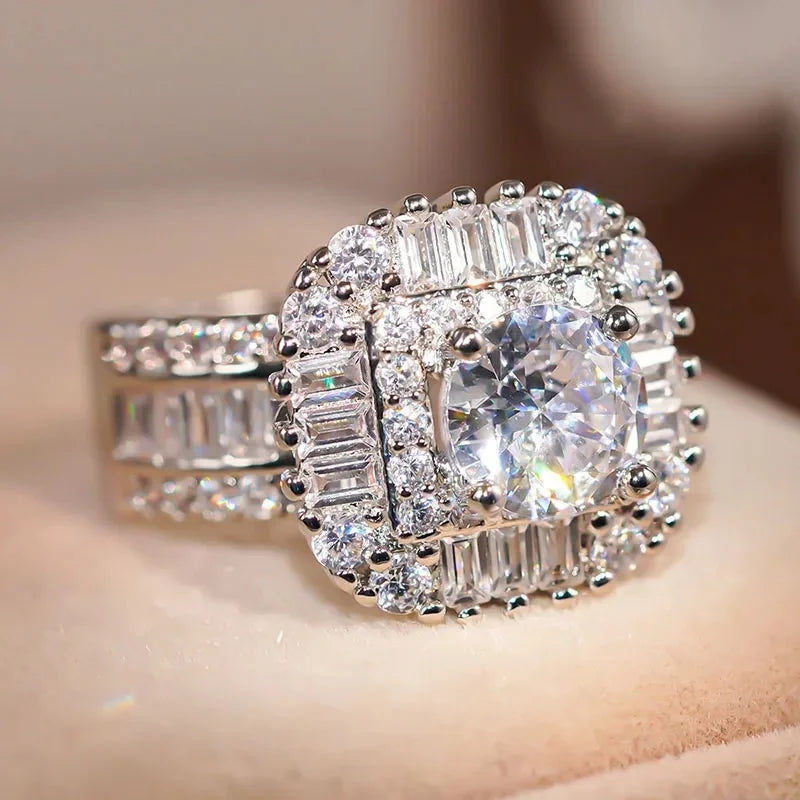 Huitan Cubic Zirconia Cocktail Ring – Women's Party Jewelry