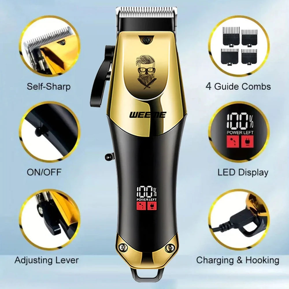 Men's Electric Vintage T9 Hair Clipper Beard Trimmer Wireless