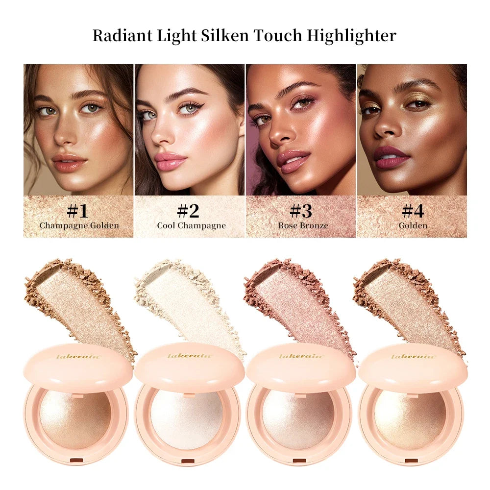Baked Shimmer Highlighter Powder – Waterproof Glow, 4 Shades