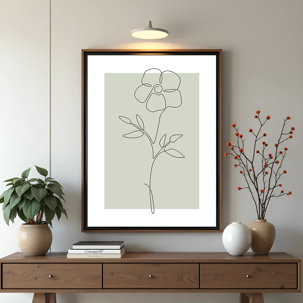 Nordic Floral Canvas Wall Art – Black & White Minimalist Print