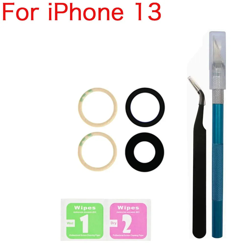 iPhone 11–14 Rear Camera Glass Lens Replacement Kit + Tools