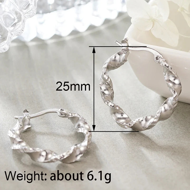 Huitan Twisty Geometric Hoop Earrings – Trendy Women's Jewelry