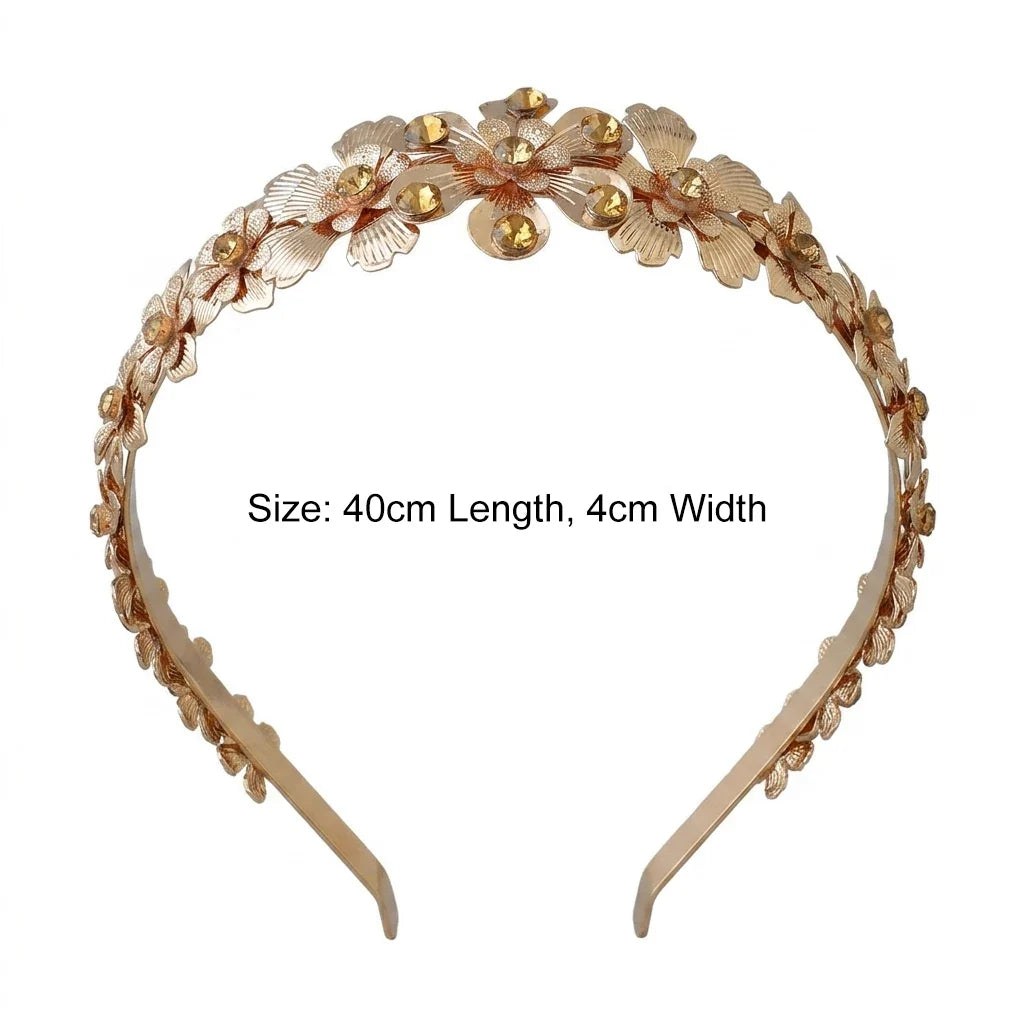 Metal Flower Leaf Hairband – Alloy Wedding Headpiece for Women