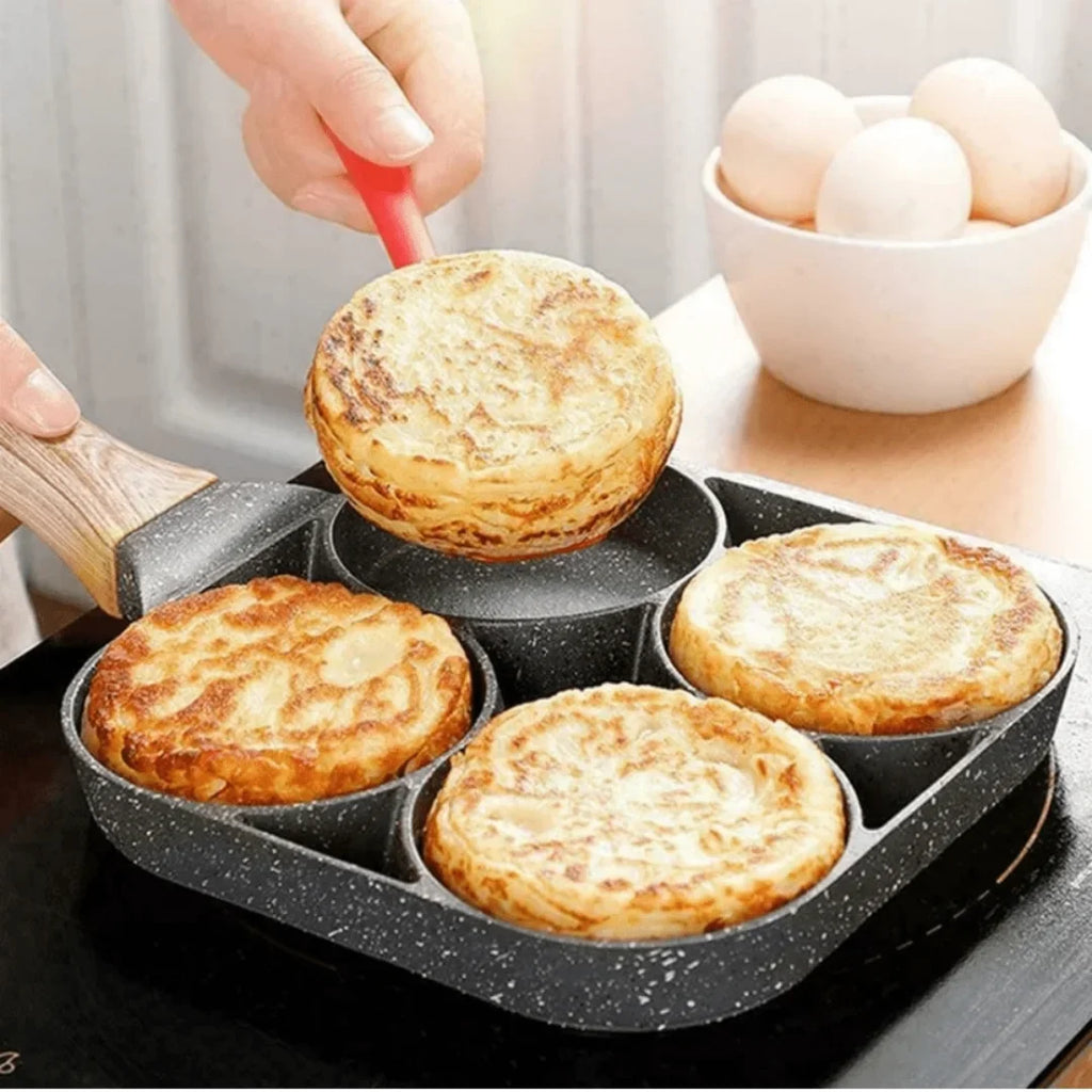 Frying Pan Non-stick Ham Pancake Maker Egg Burger Wooden Handle