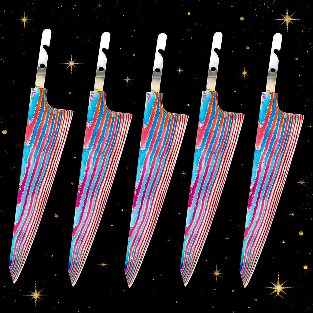 Damascus Steel Blank Knife Blades – Hand Forged DIY Set 1–5 PCS