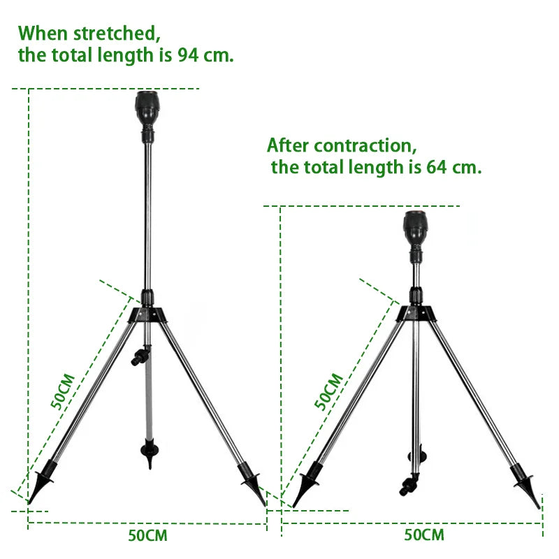 360° Rotating Garden Sprinkler with Telescopic Tripod Stand