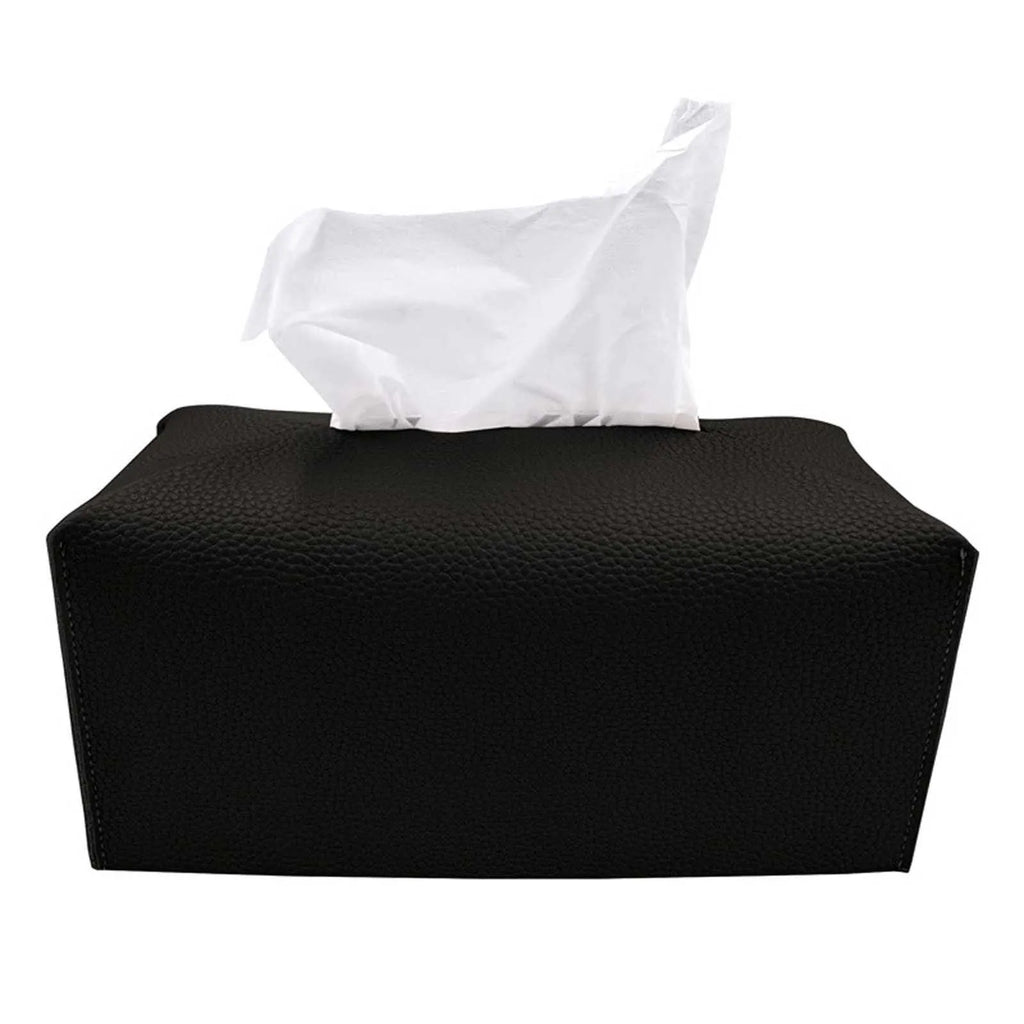 PU Leather Tissue Box Cover Holder | Elegant Desktop Organizer