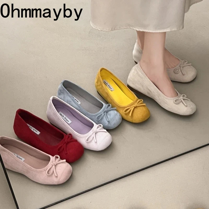 Women's Butterfly-Knot Mary Jane Ballet Flats Slip-On