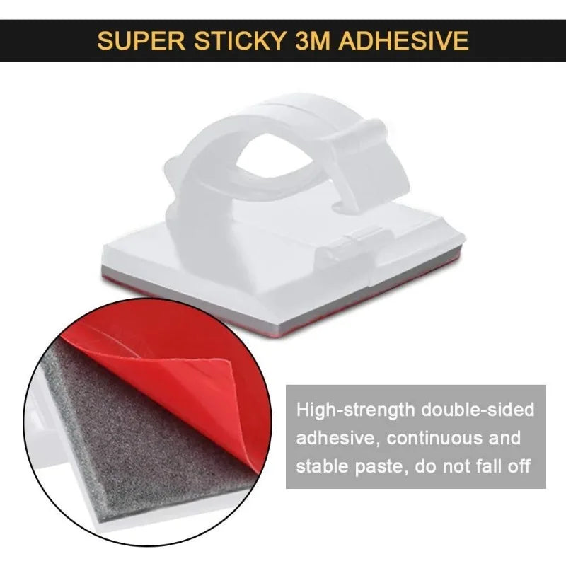 30-Pack Adhesive Cable Clips – Car, Home & Office Wire Organizer