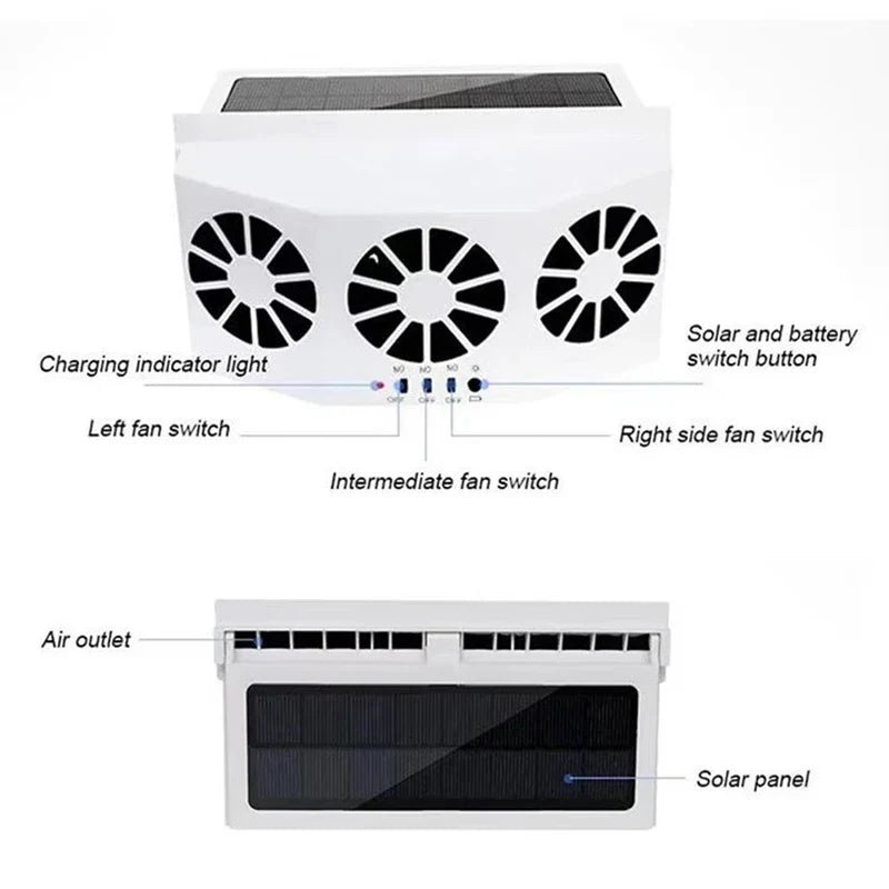 Solar Powered Car Window Exhaust Fan | Auto Ventilation Cooler