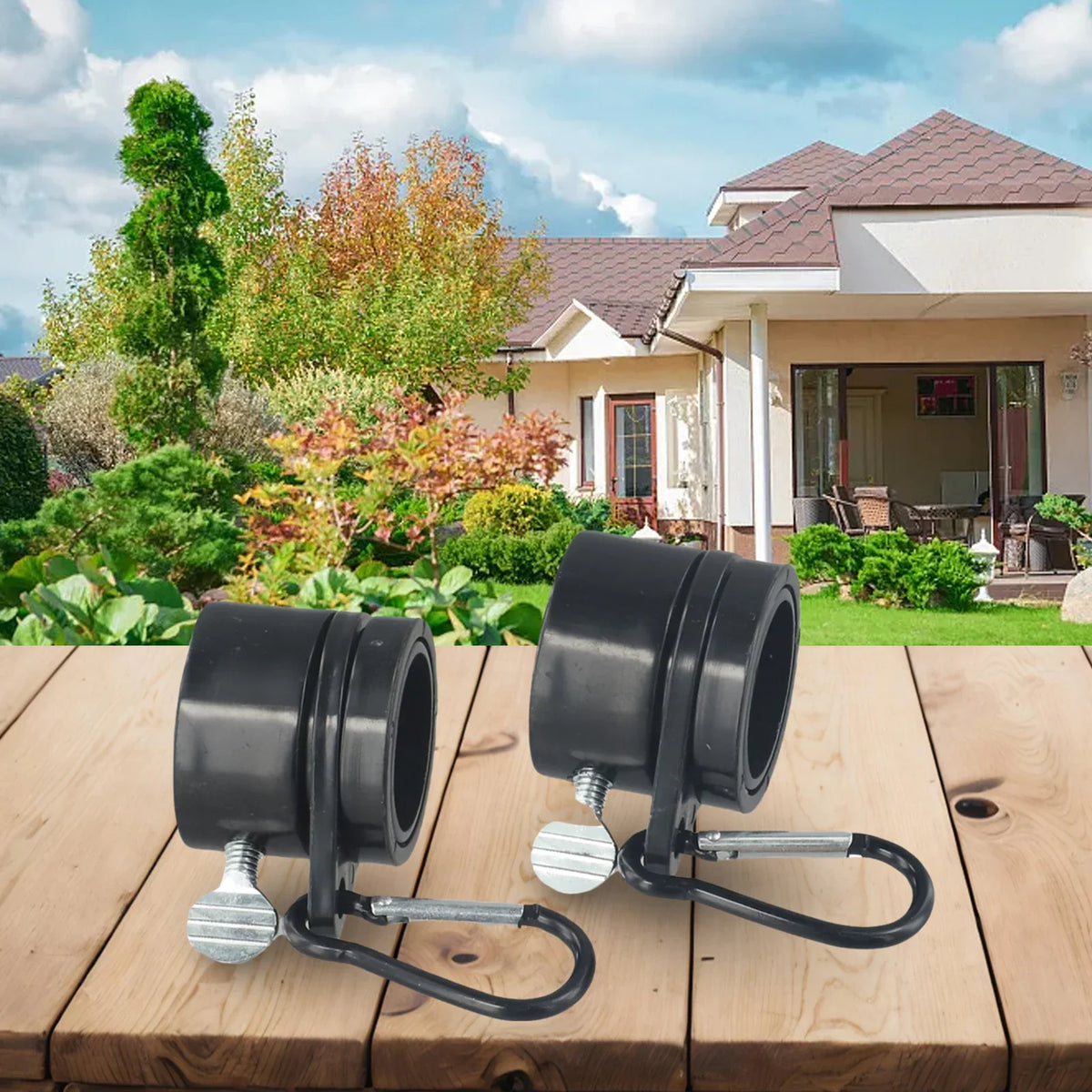 1 Pair 360 Degrees Rotating Flag Mounting Rings Flagpole Grommet Clip