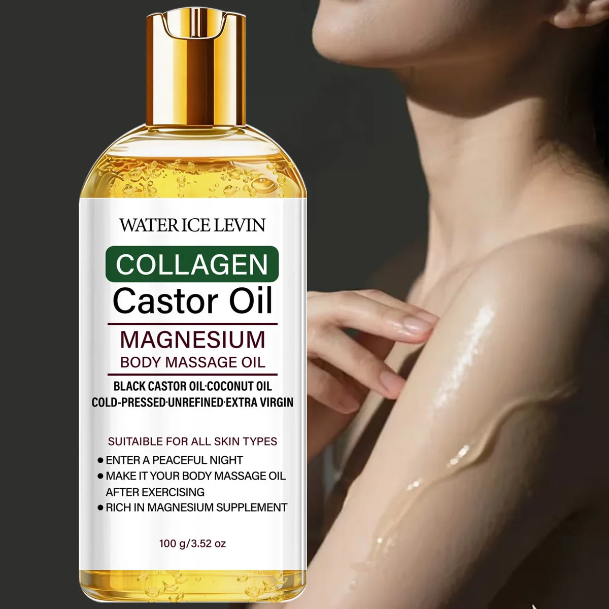 Cold-Pressed Castor Oil Body Massage Oil | Collagen & Magnesium