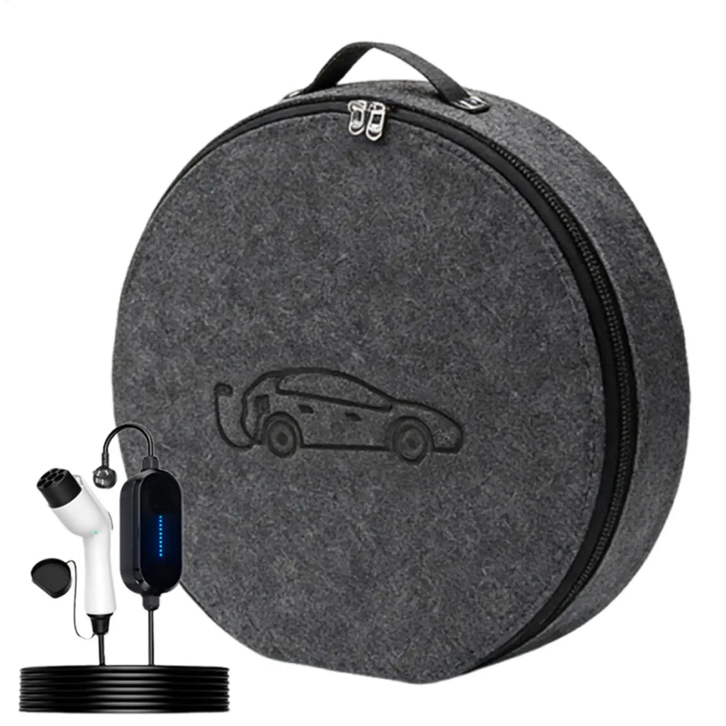 EV Charger Storage Bag Weatherproof Felt Vehicle Charging Cord Pouch