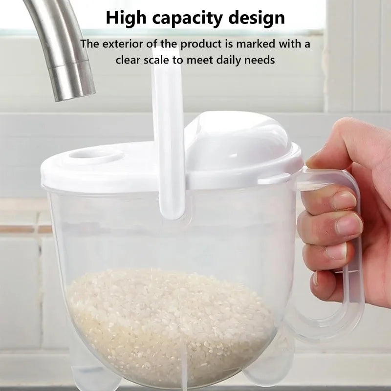Rice Washer Hand-free Washing Basin Sieve Plastic Panning Basket