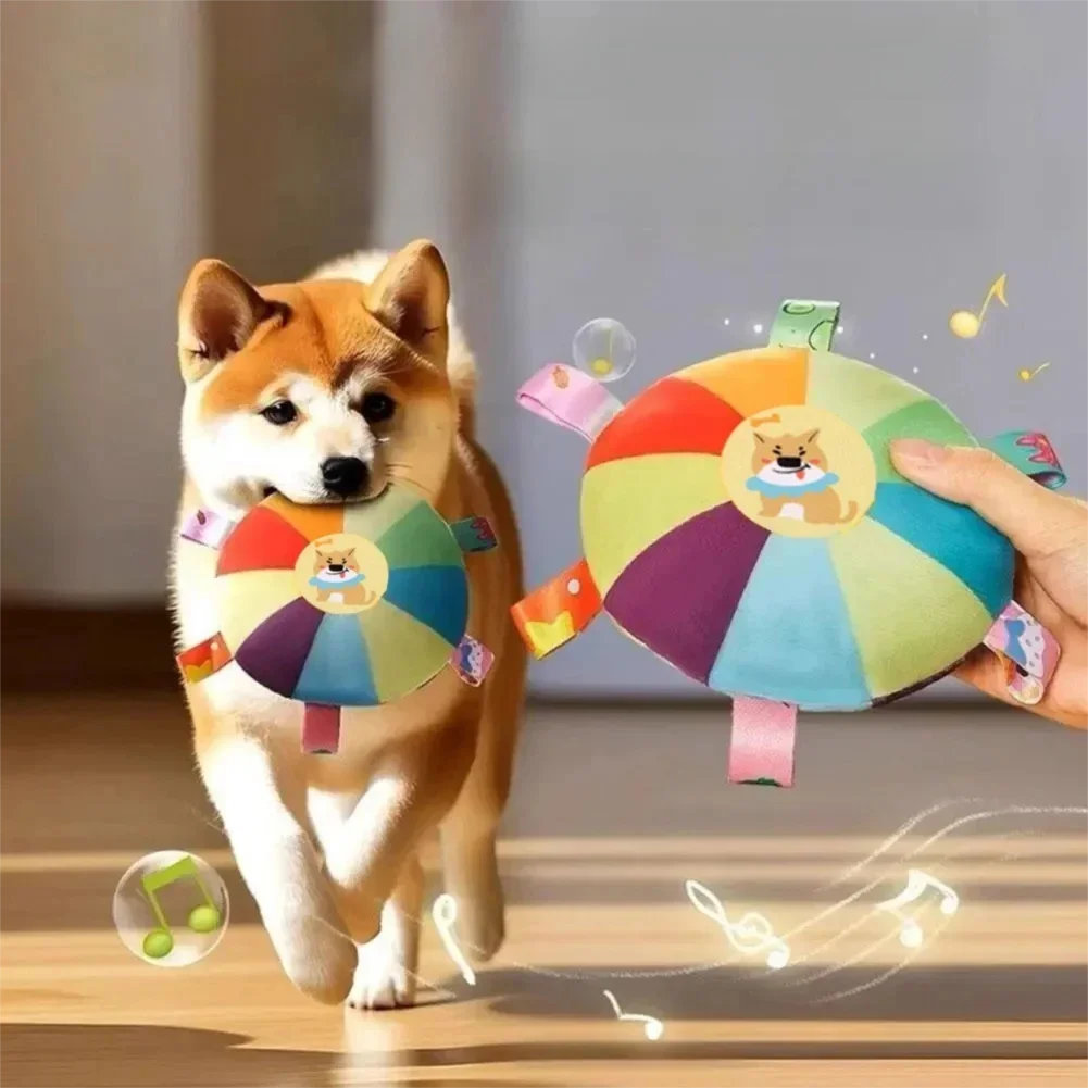 Plush Squeaky Flying Disc Dog Toy – Bite-Resistant for Puppies