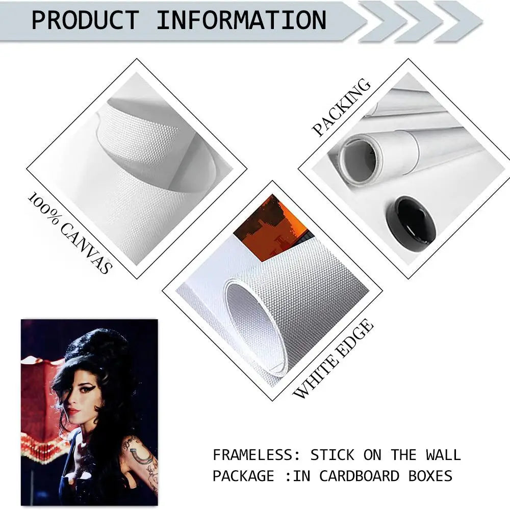 Amy Winehouse Canvas Wall Art – Frameless Music Poster Print