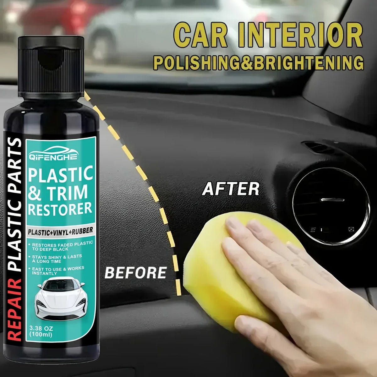QIFENGHE Black Trim & Plastic Restorer for Cars – 100ml