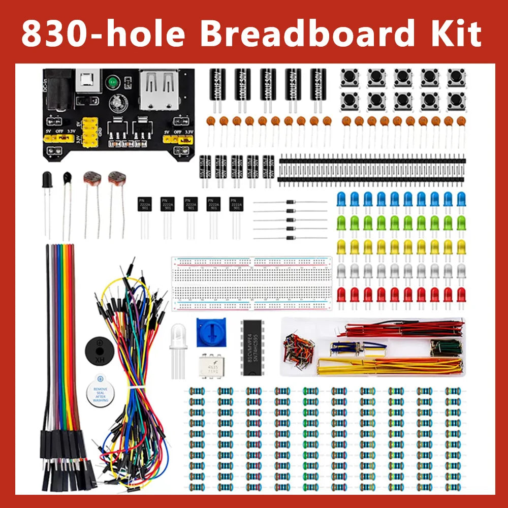 Arduino Uno R3 Starter Kit – 830 Breadboard & Electronics Set