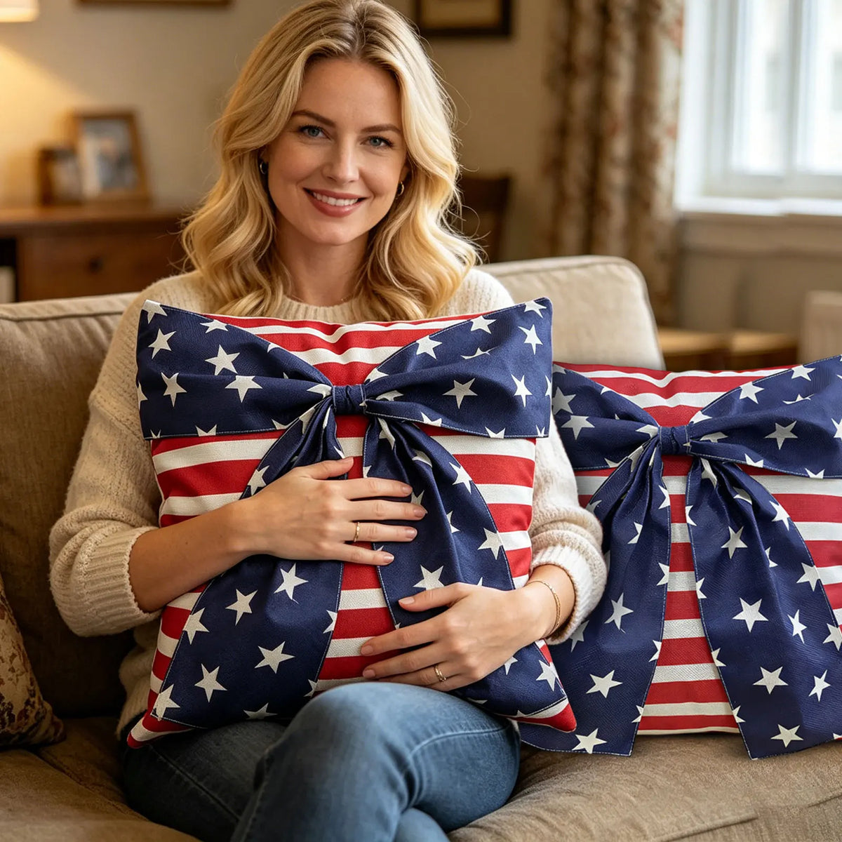 4th of July Patriotic Pillow Cover – Stars & Stripes Cushion