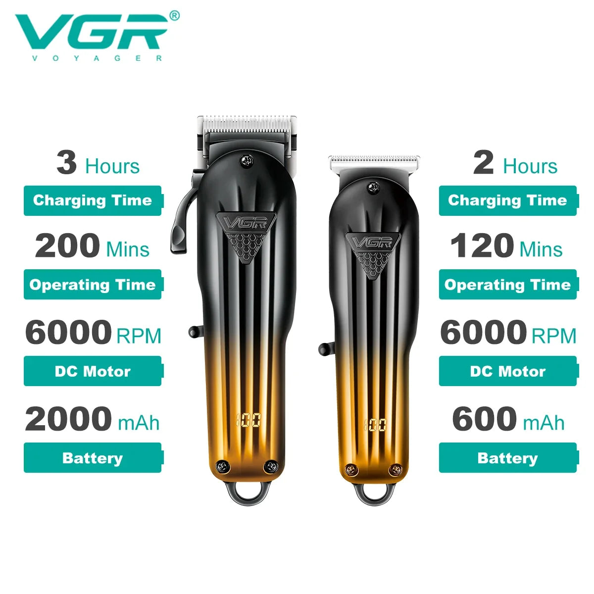 VGR V-646 Professional Rechargeable Hair Clipper Set for Men