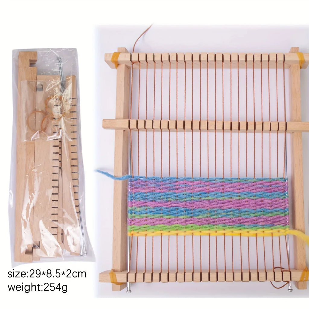 14-Piece Wooden Weaving Loom Kit 9×11in | Kids & Beginners