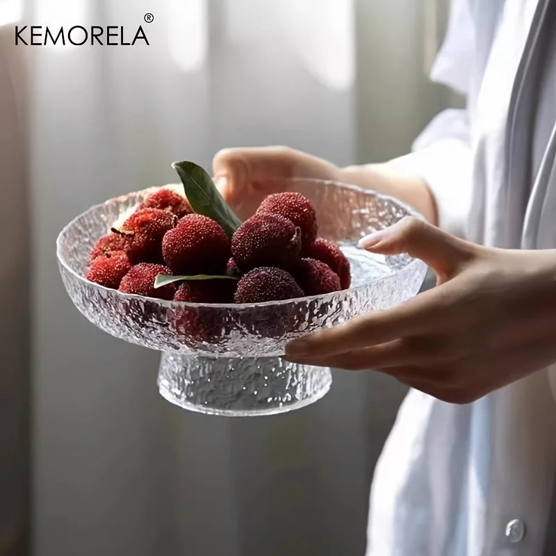 KEMORELA Glass Fruit Bowl & Snack Tray for Home & Kitchen