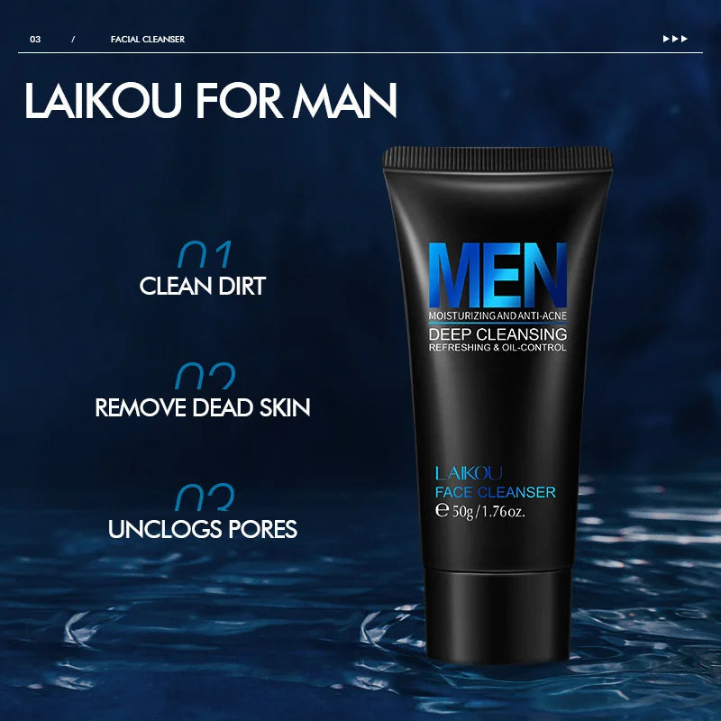 LAIKOU Men Facial Cleanser Face Washing Moisturizing Man Skin Care