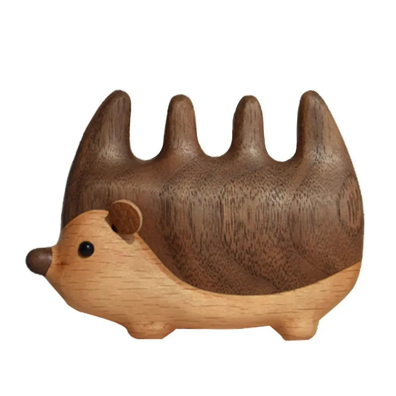 Cartoon Hedgehog Black Walnut Wood Scalp Massage Comb