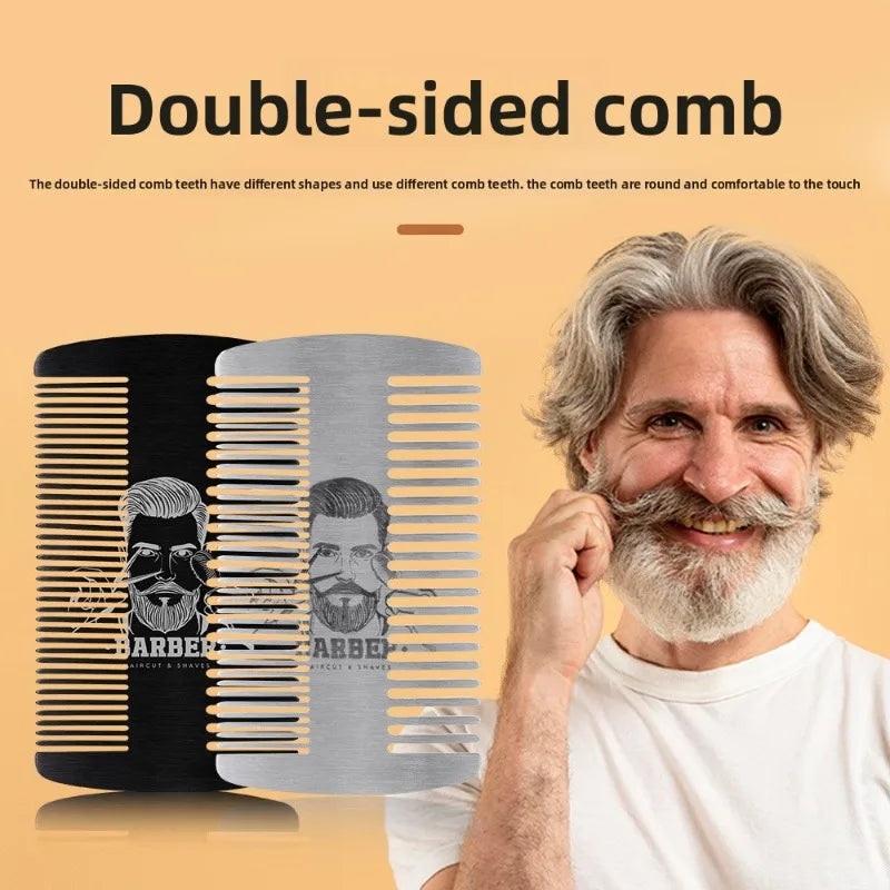 Men's Double-Sided Stainless Steel Beard & Mustache Comb
