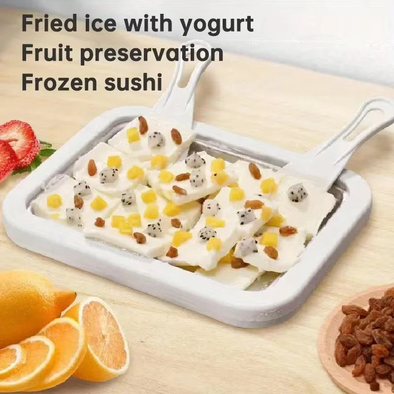 Household Ice Cream Maker Pan 1 Scraper Instant Rolled DIY Sorbet