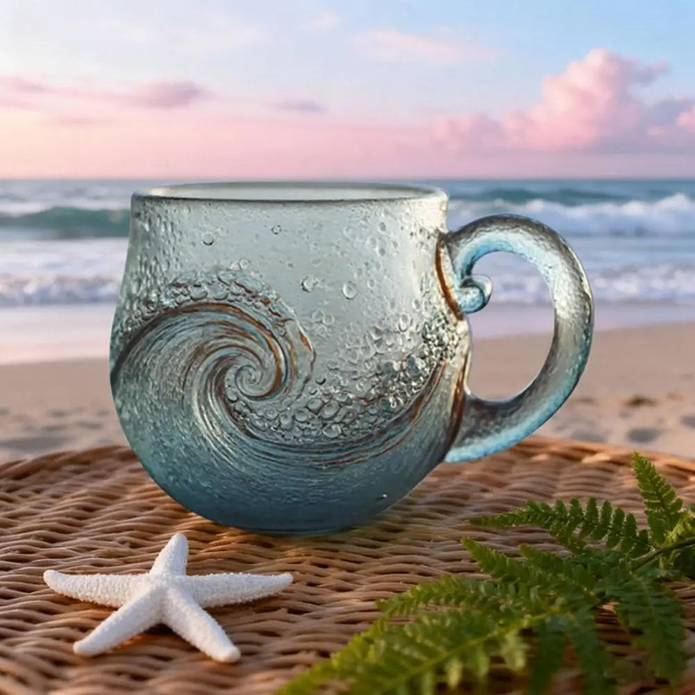 Sea Glass Wave Mug – Textured Ocean Glass Cup 350ml