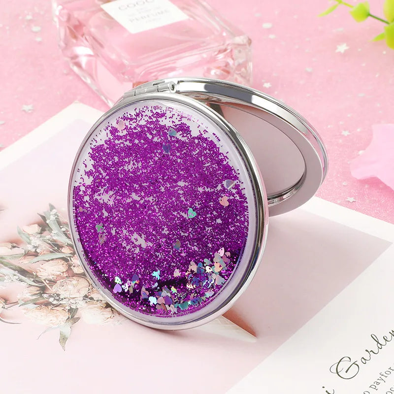 Double-Sided Compact Pocket Mirror | Sparkling Sand Design