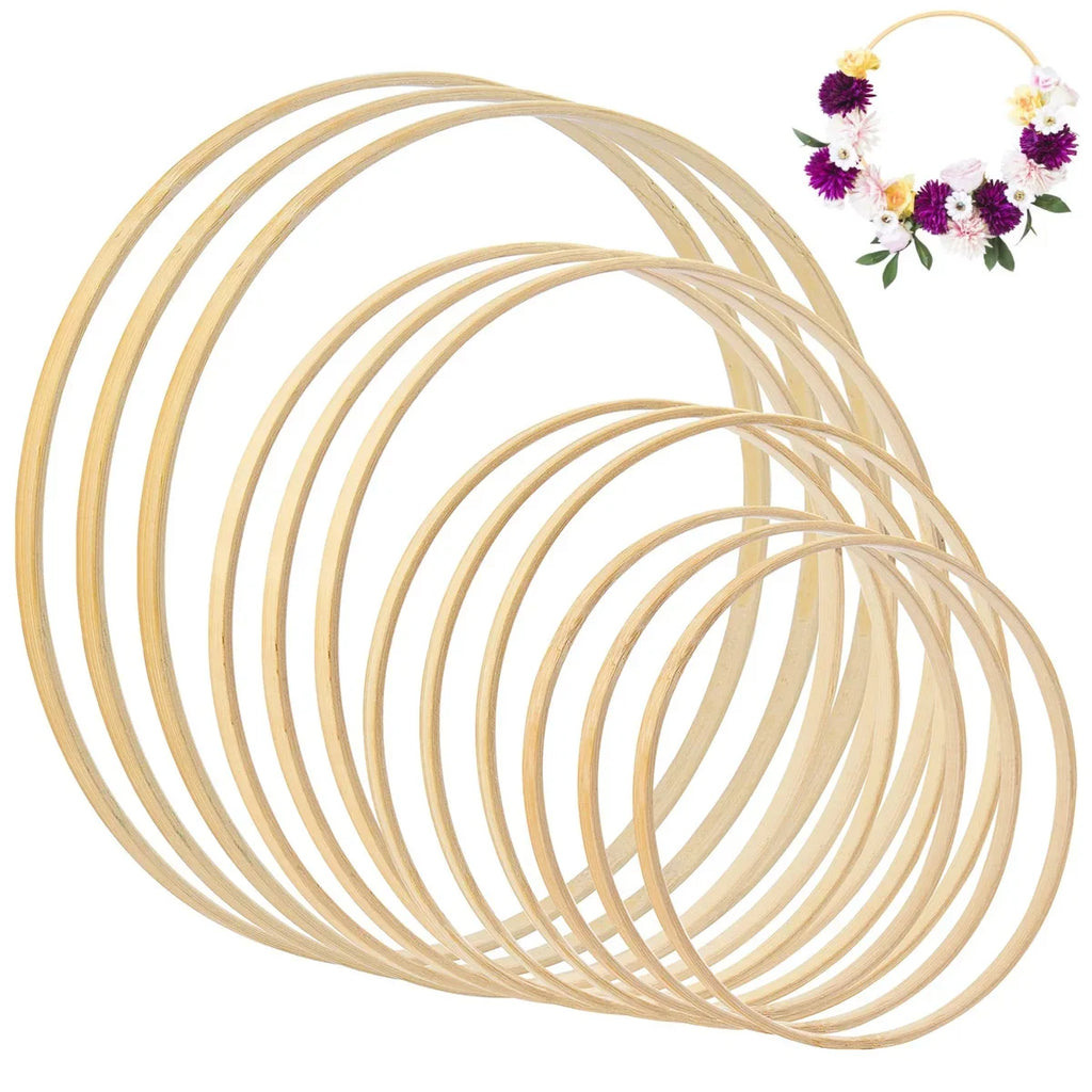 Wreath Rings 4Sizes 6 8 10 12lnch Wooden Bamboo Floral Hoop Macrame