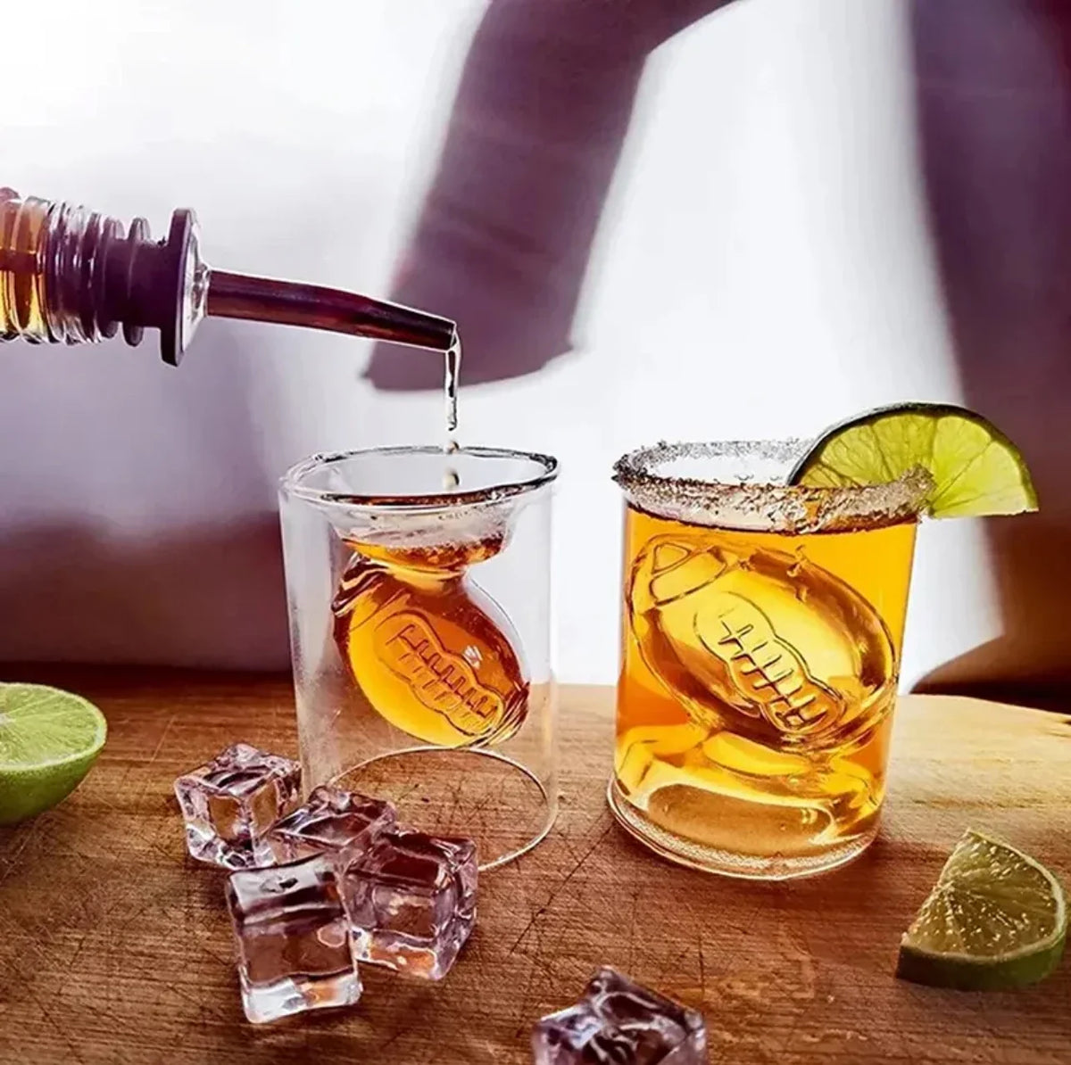 KEMORELA 3D Football Shot Glass – Reversible Whiskey Cup Gift
