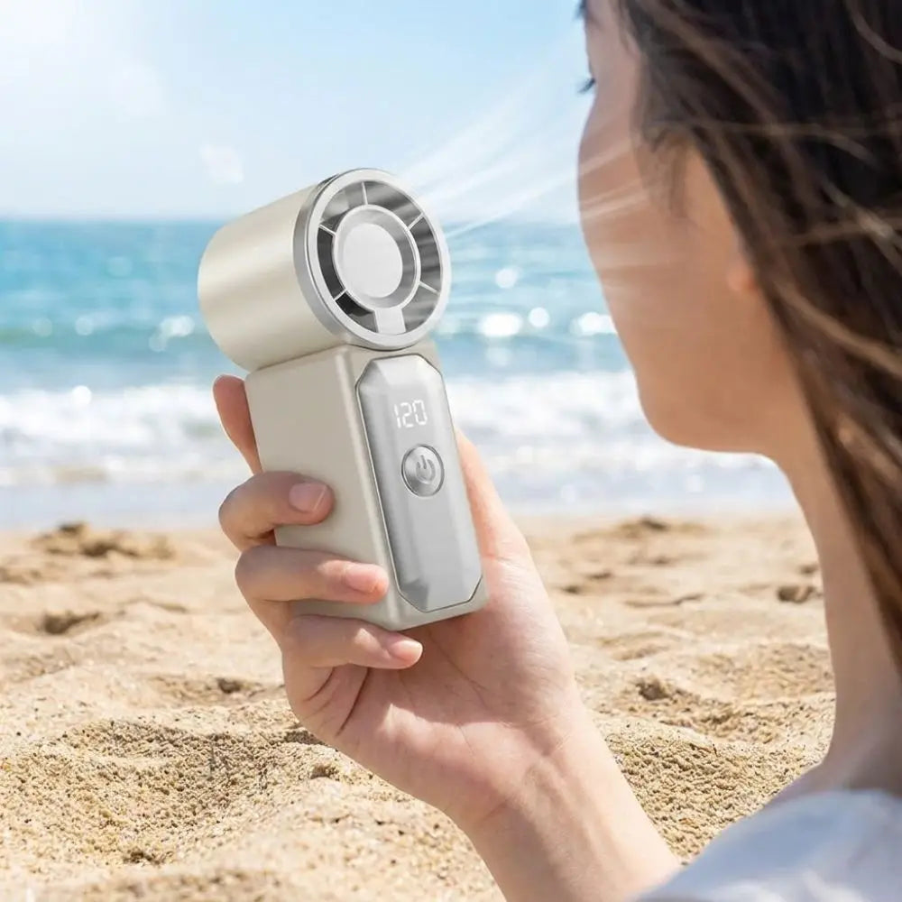 LED Display Portable Mini Handheld Fan – USB Rechargeable