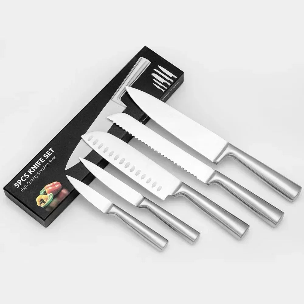 5-Piece Stainless Steel Kitchen Knife Set with Bread Knife